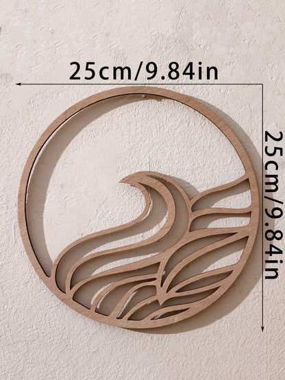 Natural Wooden Wall Hanging Wall Art Decor - Elements Design (Fire, Water, Earth, Air) Wood Hanging Wall Decor Boho Wall Accent - Confia