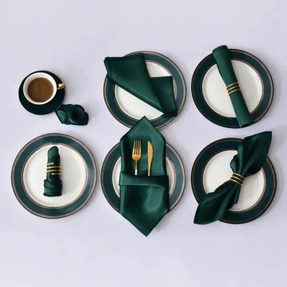 12Pcs 30*30cm Square Satin Table Napkin | Hotel Serving Table Napkins | Washable Handkerchief | Wedding Birthday Banquet Decoration - Confia - reusablefoodstoragebags confia