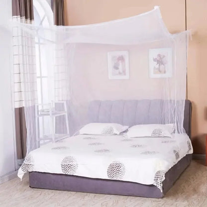 Mosquito Net Canopy White Four Corner Post Portable Square Prevent Insect Control Mosquito Net Bedroom Sleeping Mosquito Net - Confia - reusablefoodstoragebags confia
