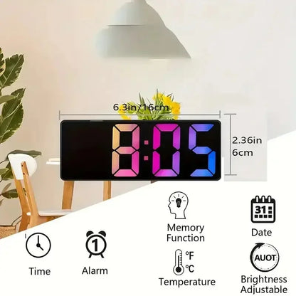Latest Digital Clock LED Alarm Clock Bedroom Electronic Desktop Clock With Temperature Display Adjustable Brightness 12/24 Hours - Confia