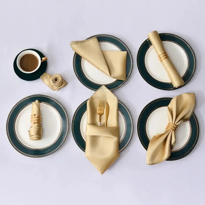 12Pcs 30*30cm Square Satin Table Napkin | Hotel Serving Table Napkins | Washable Handkerchief | Wedding Birthday Banquet Decoration - Confia - reusablefoodstoragebags confia