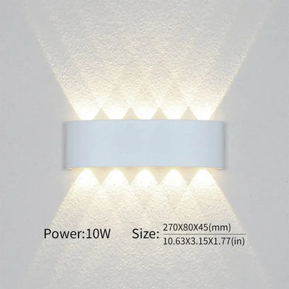 16 Watts Wall Lights 8 Ray Oval Up-Down LED Outdoor Waterproof IP65 Exterior Wall Step Light Fixture Waterproof Lamp (Warm White, Black Body) 16 Watts (8 Way) - Confia