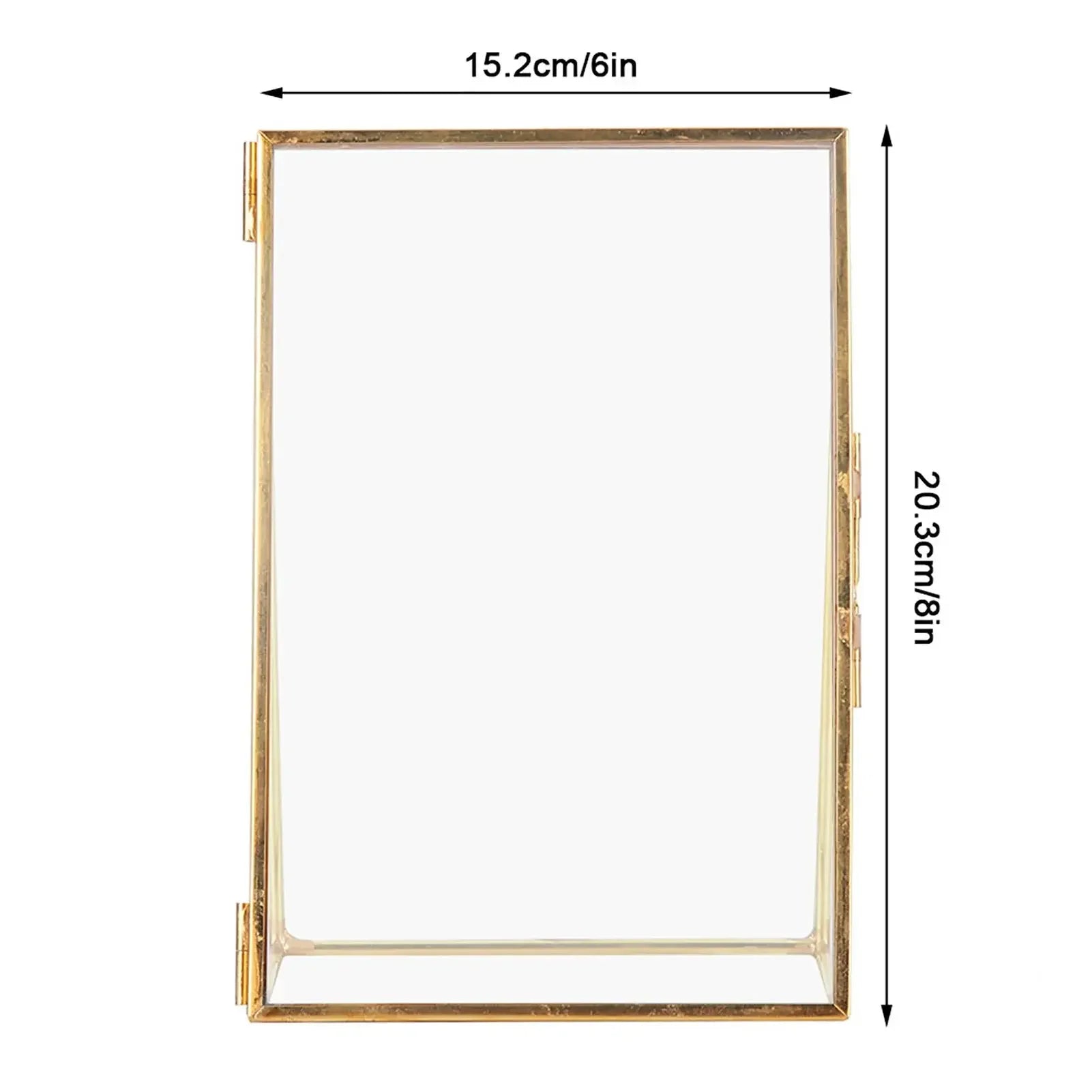 Decorative Glass Photo Frame with Gold Metal Stand, Table Brass double Glass Photo Frame for Dried, pressed Flowers, Floating Frame for Gifting 5x7 inches Tabletop, decorative - Confia