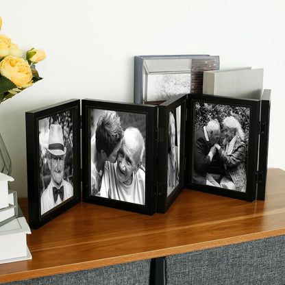 Hinged Picture Frame with Glass 5 Photos Folding Photo Frame 180° Foldable Desk Picture Frame Dustproof Folding Hinged Picture - Confia