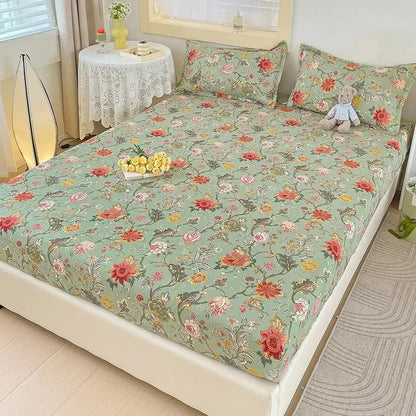 MissDeer Elastic Bed Sheets Sets Double Bed Flower Print Fitted Sheet Without Pillowcases Single Queen King Size Bed Cover - Confia - reusablefoodstoragebags confia