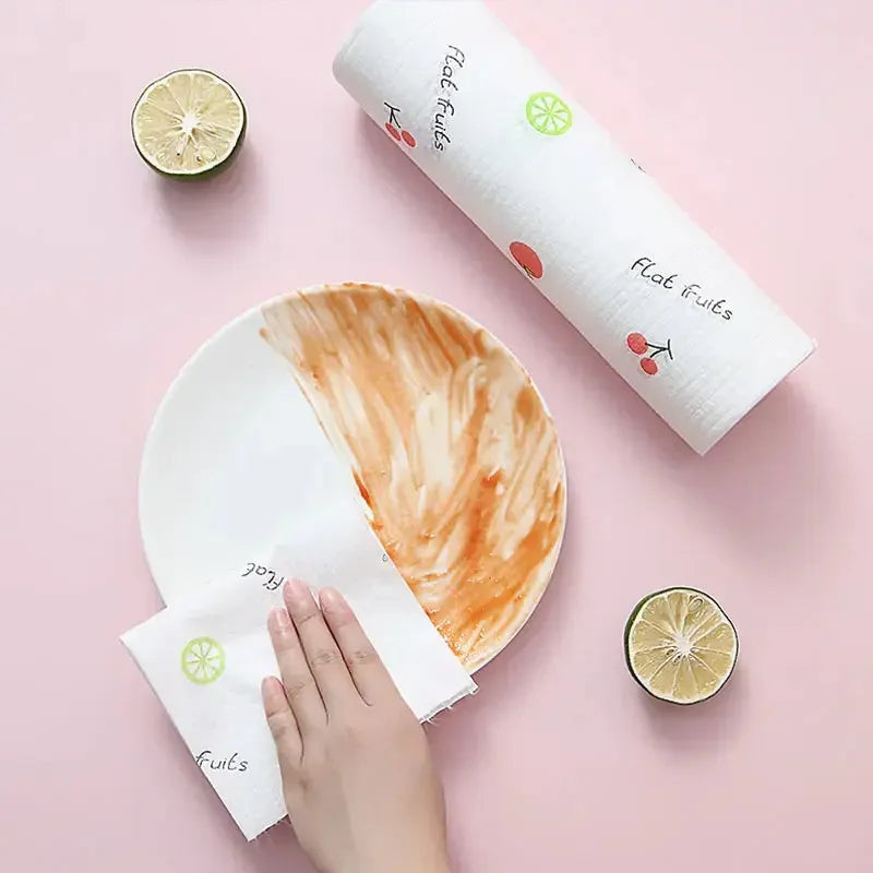 Kitchen Paper Reusable Printed Kitchen Towels Papers Multi Purpose Durable Hand Towel Non-stick Oil Absorbing Paper Roll Kitchen Tissue Kitchen Accessories - Confia - reusablefoodstoragebags confia