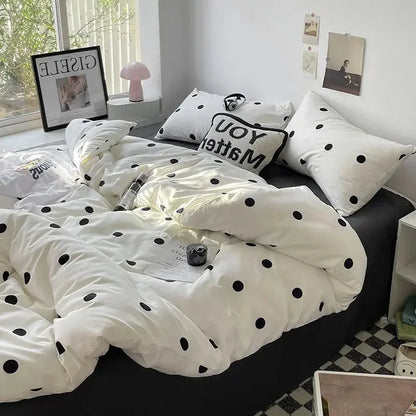 Bed Linen Bed Sheets Set Stripes Dots Duvet Cover Set - Confia - reusablefoodstoragebags confia