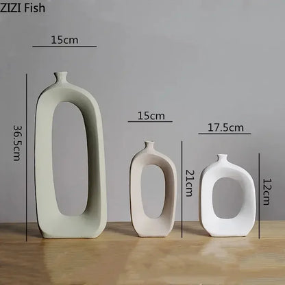 Ceramic Small Mouth Vase Flower Arrangement Dried Flower Vase Decorative Vases Ornament Decoration Crafts Home Accessories Vases - Confia