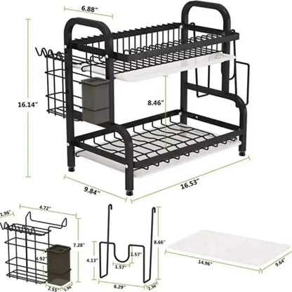 Simple Trending Dish Rack for Kitchen Counter, large Capacity Dish Rack with Utensil Holder, Cutting Board Holder, Drain Board Tray for Kitchen Counter Storage - Confia - reusablefoodstoragebags confia