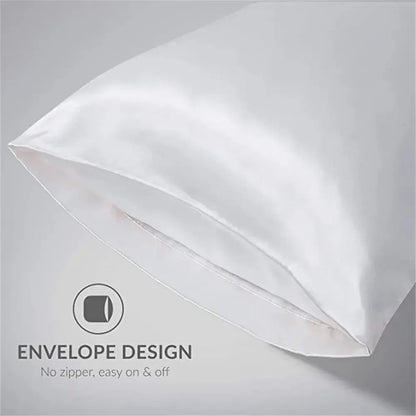 2pcs/lot Solid Silky Satin Skin Care Pillowcases Hair Anti Pillow Case Queen Size Envelope Pillow Covers for Home Hotel Travel - Confia - reusablefoodstoragebags confia