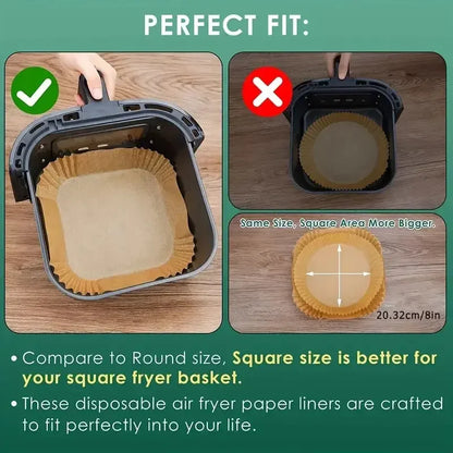 50pcs/125pcs Air Fryer Special Paper Food Silicon Oil Paper Round Bracket High Temperature Absorbent Paper Baking Accessories - Confia