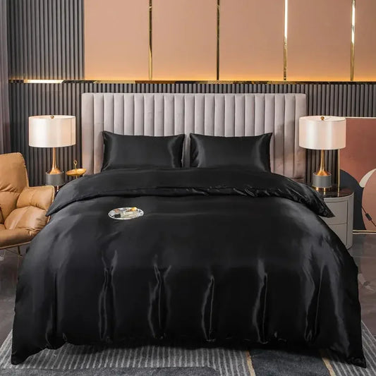 Satin Surface Duvet Cover Colored Bedding Set Queen Size Quilt Cover High Quality Skin-Friendly Fabric Bedding No Sheet - Confia - reusablefoodstoragebags confia