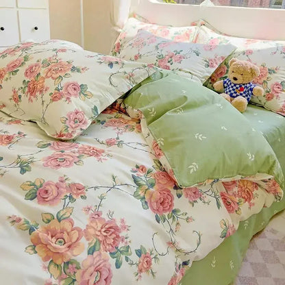 Comforter Botanical Flowers Garden Ultra Soft & Breathable 100% Nature Cotton Bedding Sets With Flat/Fitted Sheet 2 Pillowcases - Confia - reusablefoodstoragebags confia