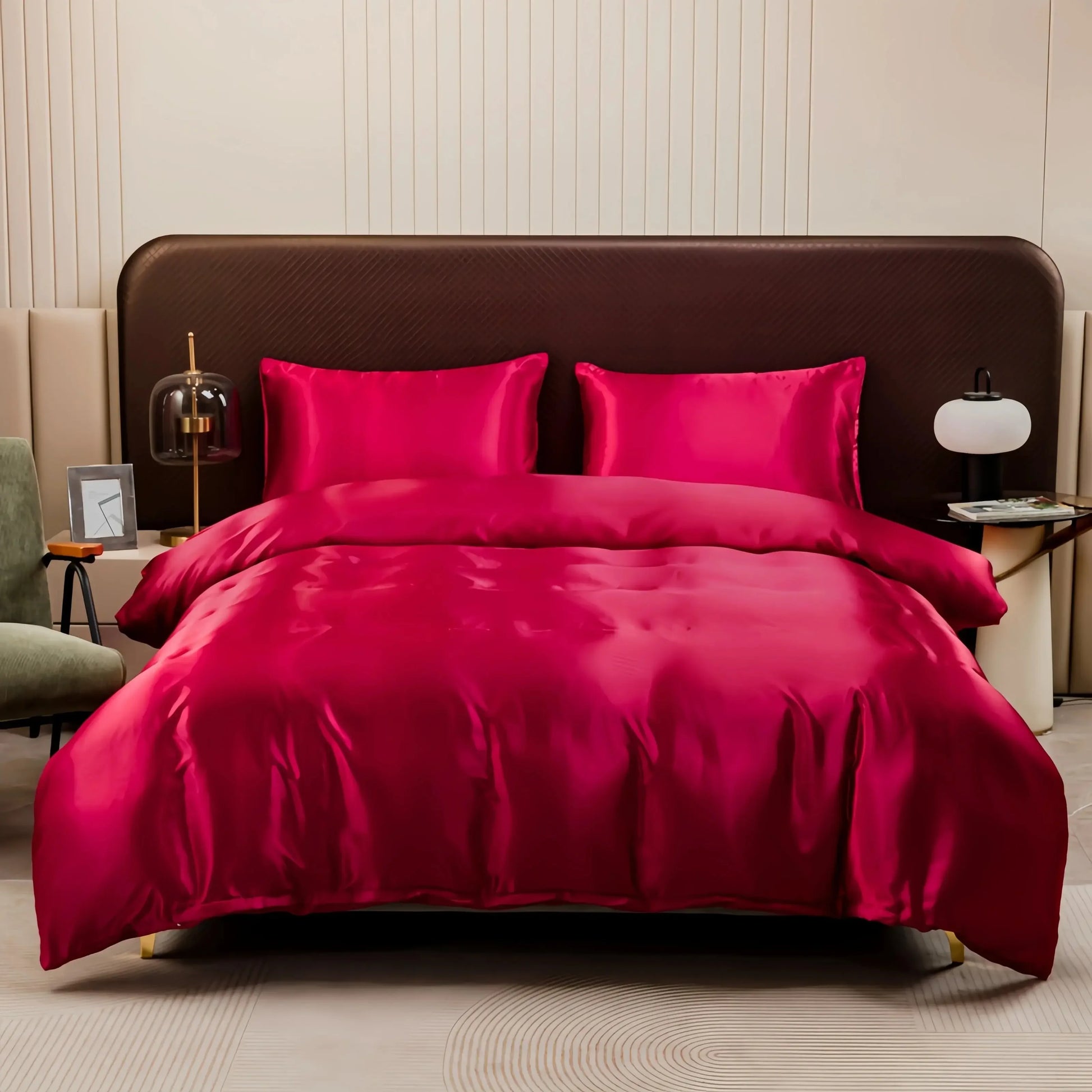 Satin Surface Duvet Cover Colored Bedding Set Queen Size Quilt Cover High Quality Skin-Friendly Fabric Bedding No Sheet - Confia - reusablefoodstoragebags confia
