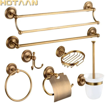 Solid Brass Bathroom Accessories Set with Robe hook, Paper Holder, Towel Bar, Soap Basket, Bathroom Fitting Sets - Confia - reusablefoodstoragebags confia