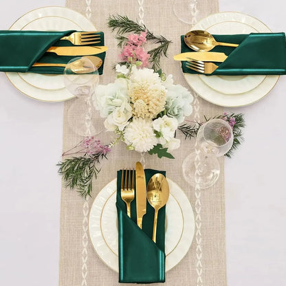 12Pcs 30*30cm Square Satin Table Napkin | Hotel Serving Table Napkins | Washable Handkerchief | Wedding Birthday Banquet Decoration - Confia - reusablefoodstoragebags confia
