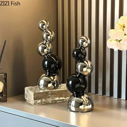 Creative Spherical Geometry Sculpture Ornaments Desk Decoration Modern Crafts Abstract Ceramic Statue Room Aesthetics Decor - Confia