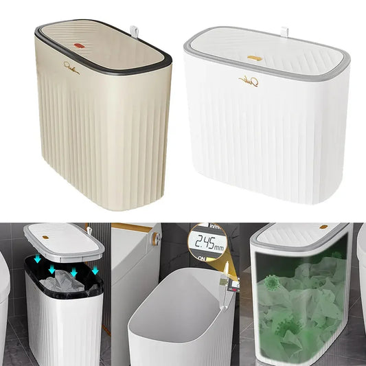 Bathroom Trash Can with Automatic Lid 2 Gallon Motion Sensor Trash Can - Confia - reusablefoodstoragebags confia