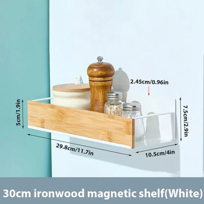 4 Pack Magnetic Spice Storage Rack Organizer for Refrigerator and Oven, Wood Fridge Organizers and Storage - Confia - reusablefoodstoragebags confia