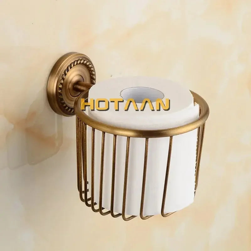 Solid Brass Bathroom Accessories Set with Robe hook, Paper Holder, Towel Bar, Soap Basket, Bathroom Fitting Sets - Confia - reusablefoodstoragebags confia