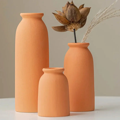 Ceramic Vase,Small Vases for Decor, Set 3 Modern Boho Vases for Flower Pampas, Fit for Living Room Desk Shelf Decor - Confia