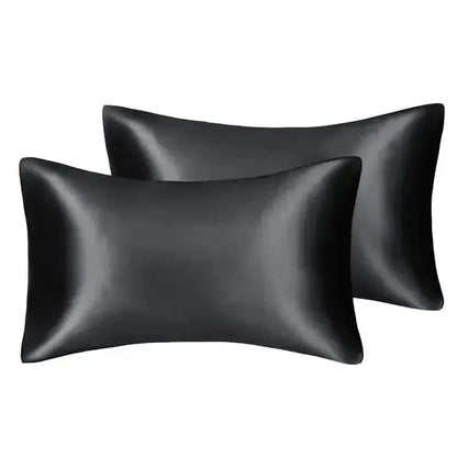 2pcs/lot Solid Silky Satin Skin Care Pillowcases Hair Anti Pillow Case Queen Size Envelope Pillow Covers for Home Hotel Travel - Confia - reusablefoodstoragebags confia