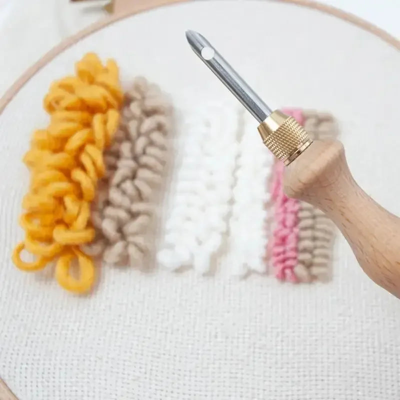 Wooden Embroidery Punch Needle Adjustable Knitting Embroidery Pen Punch Pen with Wooden Handle DIY Craft Sewing Tools - Confia