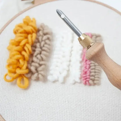 Wooden Embroidery Punch Needle Adjustable Knitting Embroidery Pen Punch Pen with Wooden Handle DIY Craft Sewing Tools - Confia