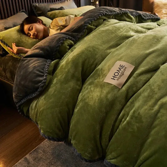 Winter Velvet Duvet Cover Without Pillowcases 1PC Thicken Warm Plush King Quilt Cover Suit Double Queen Bed Comforter Cover - Confia - reusablefoodstoragebags confia