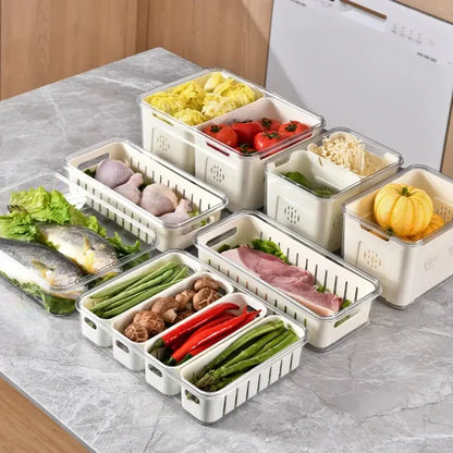 Refrigerator Storage Container with Lid - Multifunctional Serving Veggie Tray - Confia - reusablefoodstoragebags confia