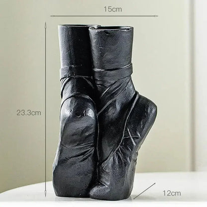 Ceramic Nordic Art Vase, Ballet Shoes Dancer Sculpture, Flower Vase, Room Flower Arrangement Crafts, Home Decoration Accessories - Confia