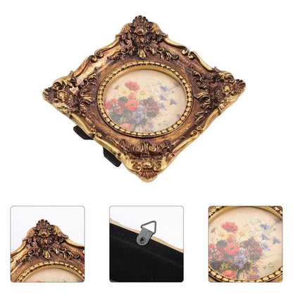 Desktop Photo Holder Wall Picture Frames Retro Style Picture Frames Vintage Style Oil Painting Frame Wall Hanging Photo Holder - Confia