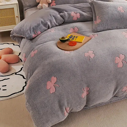 Winter Duvet Cover Thick Fleece Warm Flannel Coral Double Sided Velvet Bedding - Confia - reusablefoodstoragebags confia