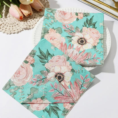 Flower Paper Napkins | Table Decorations | Art Decoupage Napkin | Disposable Birthday Party Serviettes - Confia - reusablefoodstoragebags confia