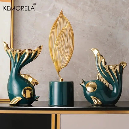Ceramics Statue Exquisite Home Decor Modern Abstract Art Statue Ornaments Sculpture Decoration for Living Room Table Centerpiece - Confia