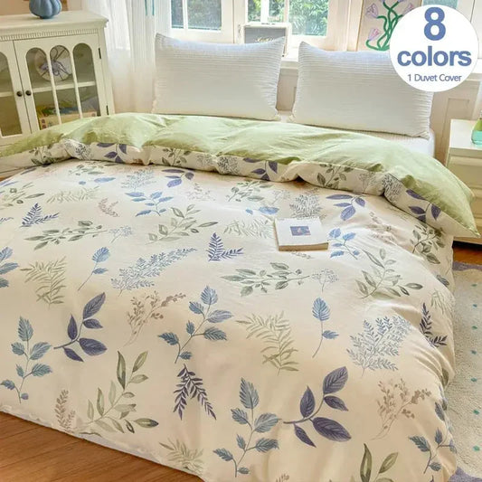 Floral Printed Duvet Cover 1Piece - 100% Cotton Luxury Bedding - Confia - reusablefoodstoragebags confia